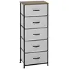 Image de Chiffonnier rangement 5 tiroirs - dim. 45l x 30l x 116h cm - structure acier noir tissu pliant gris