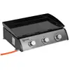 Image de Plancha gaz de table portable réglable - 3 brûleurs 9 kw - barbecue gaz camping - plaque de cuisson, réceptacle graisse - acier noir métal