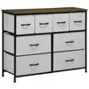 Image de Commode meuble de rangement 8 tiroirs - dim. 100l x 30l x 78h cm - structure acier noir tissu pliant gris