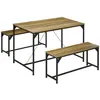 Image de HOMCOM - Ensemble Table à Manger et 2 Bancs - Acier - 120x70x75cm - Bois naturel