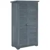 Image de Armoire de jardin abri jardin remise pour outils sur pied 2 étagères portes persiennes toit bitumé étanche bois sapin pré-huilé gris