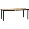 Image de Table de jardin rectangulaire pour 8 personnes en aluminium plateau pe à lattes aspect bois dim. 190l x 90l x 74h cm noir