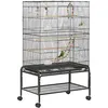 Image de Cage à oiseaux - PawHut - volière grande taille support à roulettes 10 portes accessoires - métal - 79x49x133cm - noir