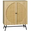 Image de Meuble de rangement - HOMCOM - buffet haut aspect bois et cannage design 2 portes mobilier - bois - 80x39x1018cm - naturel