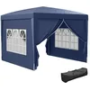 Image de Tonnelle de jardin - Outsunny - tente réception barnum pop-up pliant 4 parois amovibles - acier - 3x3m - bleu