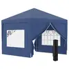 Image de Tonnelle barnum pop-up pliant dim. 3l x 3l x 2,58h m 2 fenêtres sac transport acier oxford bleu
