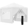 Image de Tonnelle barnum pop-up pliant dim. 3l x 3l x 2,58h m 2 fenêtres sac transport acier oxford blanc