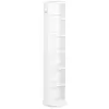 Image de Meuble colonne de salle de bain pivotant avec miroir - 6 étagères - 36l x 36l x 171h cm - blanc