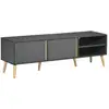 Image de Meuble tv banc tv 2 portes 2 niches design scandinave panneaux particules gris aspect bois clair