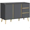 Image de Buffet bas - HOMCOM - meuble rangement sur pieds style scandinave 2 portes 3 tiroirs - bois - 120x40x80cm - gris anthracite