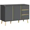 Image de Buffet 2 portes 2 étagères 3 tiroirs design scandinave panneaux particules gris aspect bois clair