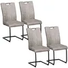 Image de HOMCOM - Lot de 4 chaises de salle à manger - Tissu en microfibre (100 % polyester) - 43x58.5x99.5cm - Marron
