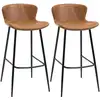 Image de Lot De 2 Tabourets De Bar Design Vintage Acier Noir Pu Marron