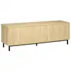Image de Meuble tv banc tv design urban craft - 3 portes, 3 étagères - piètement acier noir aspect bois clair