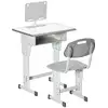 Image de Bureau enfant avec chaise - ensemble bureau et chaise réglable - support de lecture, case - gris blanc
