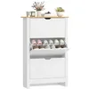 Image de HOMCOM - meuble à chaussures - Bois - 72x26x112cm - Blanc Bois naturel