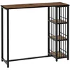Image de Table de bar - HOMCOM - table haute cuisine mange-debout avec étagères rangement - acier - 120x40x105cm - noir marron