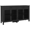 Image de Buffet bas - meuble de rangement - HOMCOM - 4 portes étagères réglables 2 tiroirs style industriel - bois - 150x40x85cm - noir