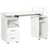 Image de Bureau informatique - HOMCOM - avec rangement support imprimant et clavier - avec étagères et tiroir - 120 x 55 x 85 cm - blanc