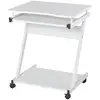 Image de Bureau informatique roulant - bureau mobile - table d'ordinateur - tablette coulissante clavier + étagère - blanc