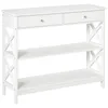 Image de Table console - HOMCOM - table entrée drapier néo-rétro 2 tiroirs 2 étagères rangement - bois - 100x305x80cm - blanc