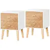 Image de Lot De 2 Chevets Design Scandinave Bicolore Blanc Hêtre