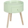 Image de Table basse - table de chevet - HOMCOM - ronde design scandinave avec tiroir pieds effilés inclinés - bois massif - vert
