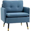 Image de Fauteuil de salon - HOMCOM - 1 place lin 72 cm coussin rembourré dossier capitonné ressorts - acier - bleu