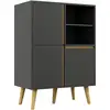 Image de Meuble Tv Hi-fi Sur Pied Design Scandinave Aspect Bois Clair Gris