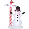 Image de Bonhomme De Neige Gonflable 3 Led H. 213 Cm Polyester Imperméable Blanc