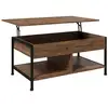Image de Table basse relevable - étagère inférieure, coffre de rangement - dim. 100l x 80l x 60h cm - aspect bois rustique noir