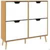 Image de Meuble à chaussures - HOMCOM - 4 abattants 16 paires étagère réglable pieds bois rangement - bois - 95x26x95cm - naturel