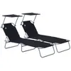 Image de chaise longue - Outsunny - Métal - 187x58x36cm - Noir
