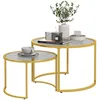 Image de Tables basses gigognes - HOMCOM - lot de 2 rondes Ø 70/54 cm plateau verre trempé moderne - acier - doré