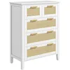 Image de Commode - HOMCOM - 5 tiroirs meuble de rangement poignées bois massif glissières métal bureau salon - bois - blanc