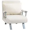 Image de Fauteuil chauffeuse - canapé-lit convertible - HOMCOM - 1 place déhoussable coussin pieds accoudoirs - métal suède - blanc
