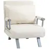 Image de Fauteuil chauffeuse canapé-lit convertible 1 place déhoussable grand confort coussin pieds accoudoirs métal suède crème