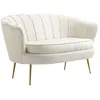 Image de Canapé 2 places - petit canapé - HOMCOM - velours forme coquillage coussin 10 cm pieds dorés salon - métal velours - crème