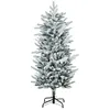 Image de Sapin de Noël artificiel 135 cm - HOMCOM - pin naturel enneigé - 267 branches de neige - ouverture automatique - base en acier