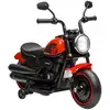 Image de Moto électrique enfant 6 v 3 kmh effet lumineux roulettes amovibles repose-pied pédale métal pp rouge noir