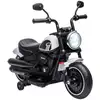 Image de Moto électrique enfant 6 v 3 kmh effet lumineux roulettes amovibles repose-pied pédale métal pp blanc noir