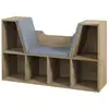 Image de Bibliothèque banc 2 en 1 design contemporain 6 casiers 3 coussins fournis 102l x 30l x 61h cm aspect chêne clair gris