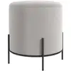 Image de Tabouret Rond Style Contemporain Acier Noir Aspect Velours Gris Clair