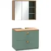 Image de Ensemble 2 Meubles De Salle De Bain Aspect Bois Clair Vert