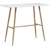 Image de Table de bar rectangulaire style scandinave - dim. 120l x 60l x 98h cm - châssis piètement acier aspect bois plateau mdf blanc