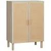 Image de Buffet 2 portes 2 étagères réglables style bohème chic cannage en rotin panneaux aspect bois clair
