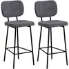 Image de Lot De 2 Tabourets De Bar Style Néo-rétro Piètement Acier Repose-pied Tissu Gris