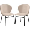 Image de Lot De 2 Chaises Dossier Enveloppant Acier Noir Tissu Aspect Lin
