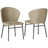 Image de Lot de 2 chaises de salle à manger - HOMCOM - assise rembourrée en tissu aspect lin - pieds en acier - design moderne - marron clair