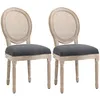 Image de HOMCOM - Chaise de salle à manger - Tissu polyester au toucher lin - 49x56x96cm - Gris